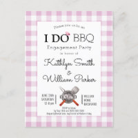 I DO Verloving Schattig Script Roze Plaid BBQ
