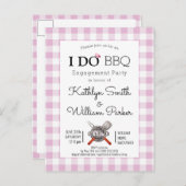 I DO Verloving Schattig Script Roze Plaid BBQ Uitnodiging Briefkaart (Voorkant / Achterkant)