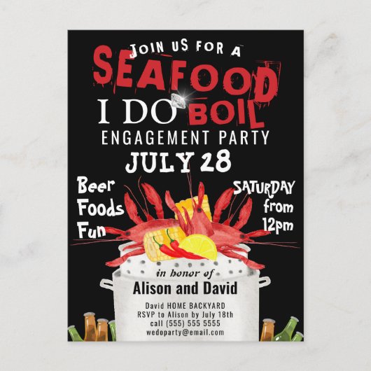 I DO Verloving Seafood Party Invitation Briefkaart (Voorkant)