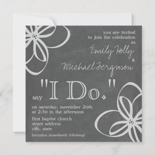 "I do" Wedding-uitnodiging - Chalk geïnspireerde F Kaart (Voorkant)