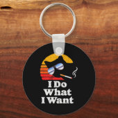 I Do What Want Cool Funny Cat & Retro Sungles Sleutelhanger (Voorkant)