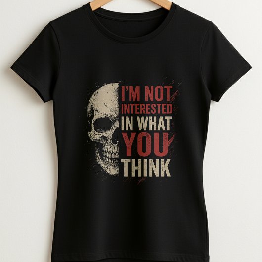 I don't care Tee; Fun Bold Skull Statement  T-shirt