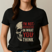 I don't care Tee; Fun Bold Skull Statement  T-shirt
