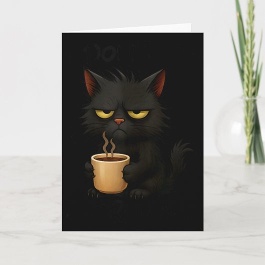 I Don't Do Mornings Funny Quote Black Cat Lover Gi Kaart (Voorkant)