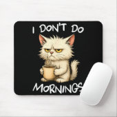 I Don't Do Mornings Funny Quote Coffee Cat Lover G Muismat (Met muis)
