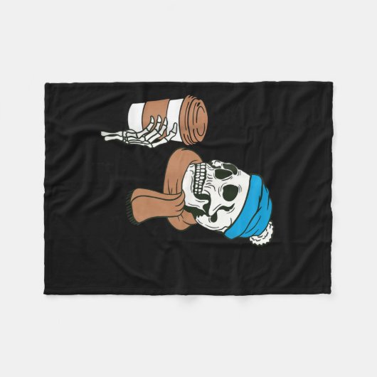 I Dont Do Winter Well Funny Coffee Skull  Fleece Deken (Voorkant (Horizontaal))