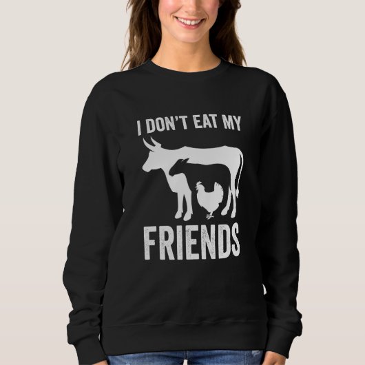I Don't Eat My Friends Vegetarian Unicorn Avocado  Trui (Voorkant)