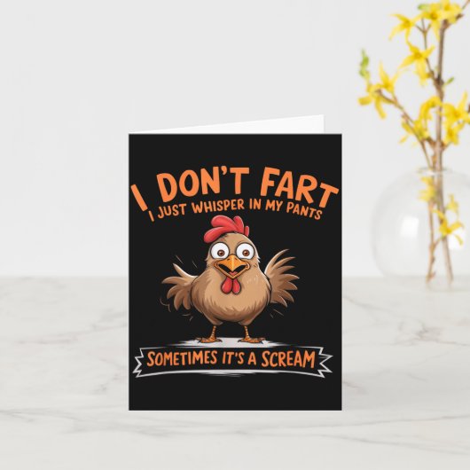 I Don't Fart I Whisper In My Pants - Funny Chicken Kaart (Gele Bloem)
