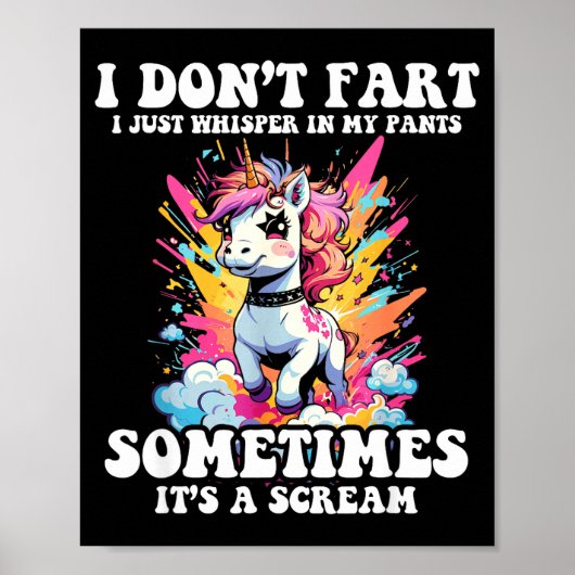I Don't Fart I Whisper In My Pants - Funny Unicorn Poster (Voorkant)