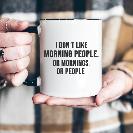 I Don't Like Morning People Funny Minimal Tweekleurige Koffiemok
