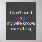 I Don't Need Google, My Wife Knows Everything Funn Poster (Voorkant)