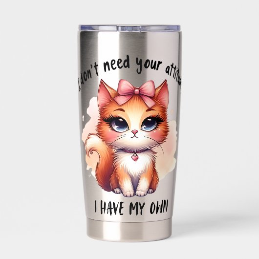 I Don't Need Your Attitude Funny Cat Lover Gift  Geïsoleerde Drinkbeker (Achterkant)