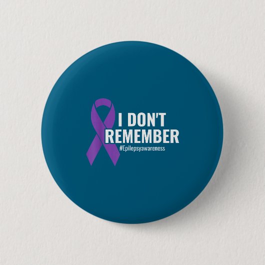 I Don't Remember Purple Ribbon Elepsy Awareness  Ronde Button 5,7 Cm (Voorkant)