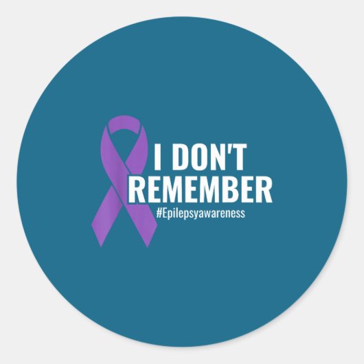 I Don't Remember Purple Ribbon Elepsy Awareness  Ronde Sticker (Voorkant)