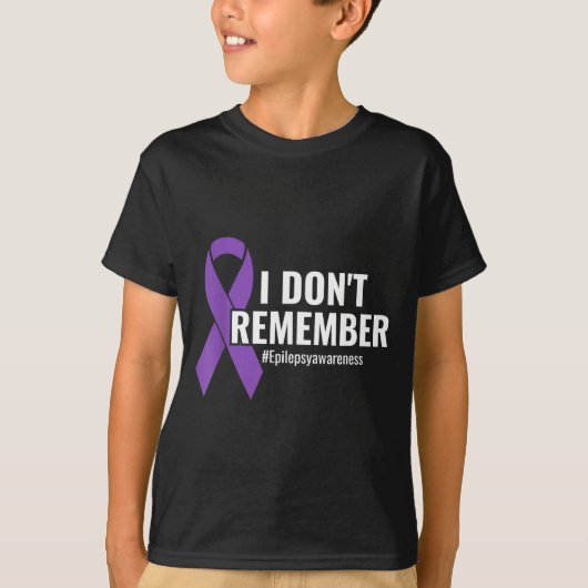 I Don't Remember Purple Ribbon Elepsy Awareness  T-shirt (Voorkant)
