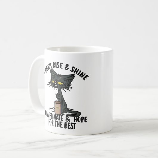 I Don't Rise & Shine, I Caffeinate, Grumpy Cat Koffiemok (Voorkant links)