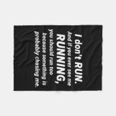 I Don't Run Funny Sarcastic Running Joke Gift  Fleece Deken (Voorkant (Horizontaal))
