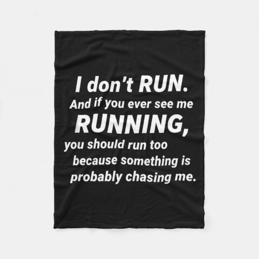I Don't Run Funny Sarcastic Running Joke Gift  Fleece Deken (Voorkant)