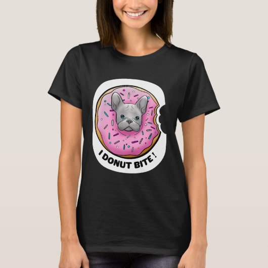 I Donut Bite Cute Frenchie Donut French Bulldog Sw T-shirt (Voorkant)