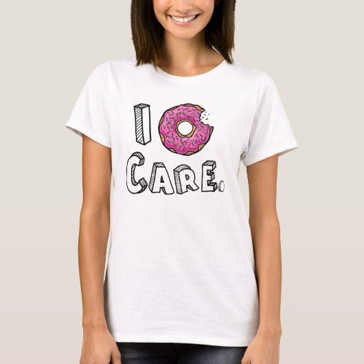 I Donut Care Bitten Roze Donut T-shirt (Voorkant)