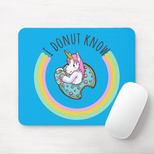 I Donut Know | Unicorn Muismat (Met muis)
