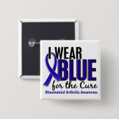 I Draag Blue Cure Rheumatoïde artritis RA Vierkante Button 5,1 Cm (Voorkant /achterkant)