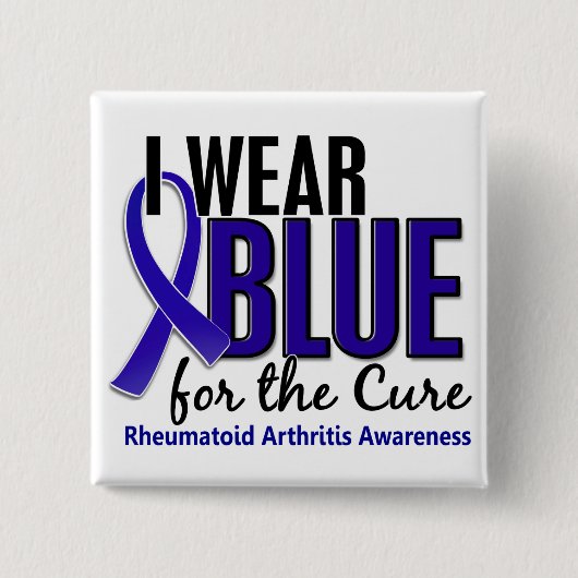 I Draag Blue Cure Rheumatoïde artritis RA Vierkante Button 5,1 Cm (Voorkant)