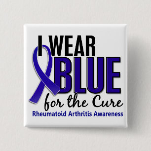 I Draag Blue Cure Rheumatoïde artritis RA Vierkante Button 5,1 Cm