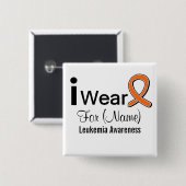  I Draag een leukemiecribbon Vierkante Button 5,1 Cm (Voorkant /achterkant)