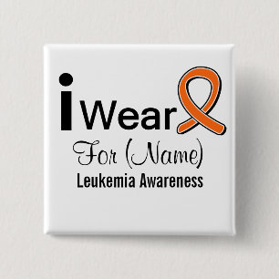 I Draag een leukemiecribbon Vierkante Button 5,1 Cm