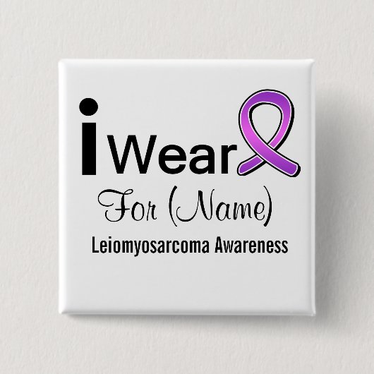 I Draag een lintje van het Leiomyosarcoma Vierkante Button 5,1 Cm (Voorkant)