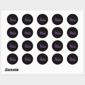 I Draag Paarse lintondersteuning end Ronde Sticker (Vel)