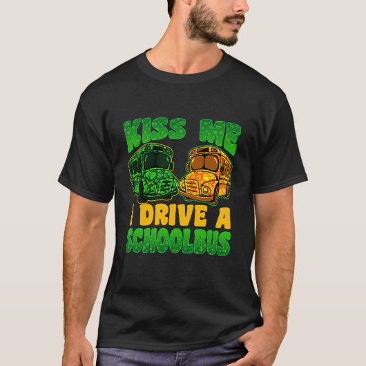 I Drive School Bus Driver St Patrick's Day Shamroc T-shirt (Voorkant)