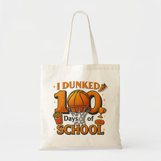 I Dunked 100 Days Of School Basketball Student Tote Bag (Voorkant)