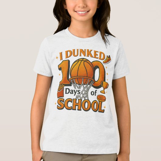 I Dunked 100 Days Of School Basketball Student Tri-Blend Shirt (Voorkant)