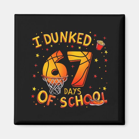 I Dunked 67 Days Of School Basketball Boys Kids  Magneet (Voorkant)