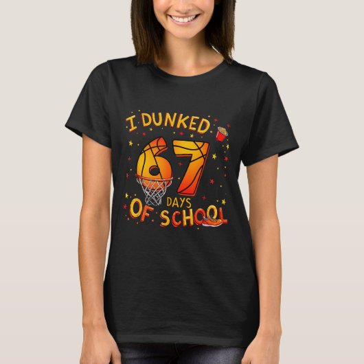 I Dunked 67 Days Of School Basketball Boys Kids  T-shirt (Voorkant)