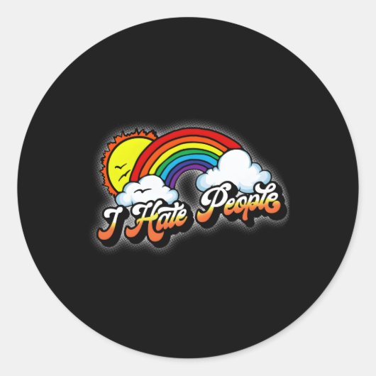 I E Mensen Antisociaal Introvert Rainbow Ronde Sticker (Voorkant)