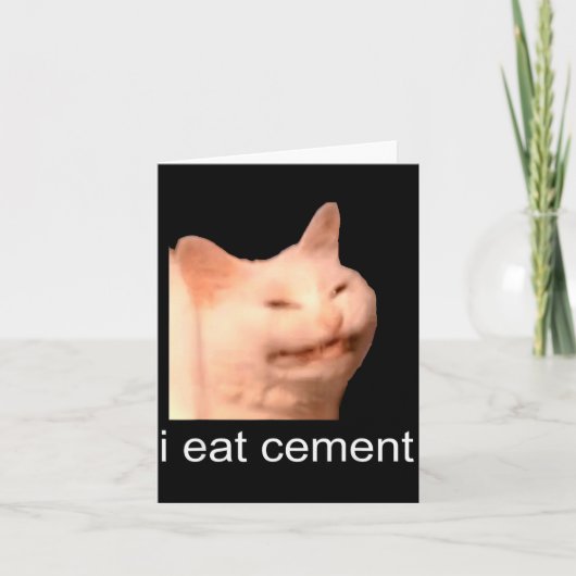 I Eat Cement Cursed Cat Funny Oddly Specific Meme  Kaart (Voorkant)