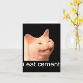 I Eat Cement Cursed Cat Funny Oddly Specific Meme  Kaart (Gele Bloem)
