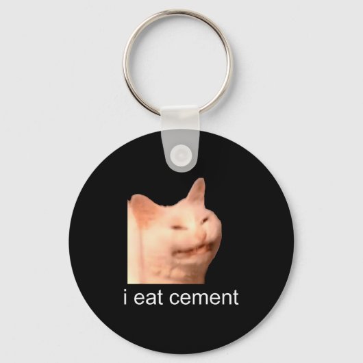 I Eat Cement Cursed Cat Funny Oddly Specific Meme  Sleutelhanger (Voorkant)