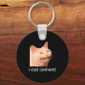 I Eat Cement Cursed Cat Funny Oddly Specific Meme  Sleutelhanger (Voorkant)