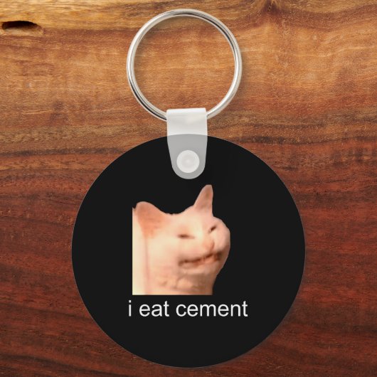 I Eat Cement Cursed Cat Funny Oddly Specific Meme  Sleutelhanger (Voorkant)