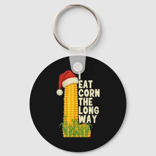 I Eat Corn The Long Way Funny Christmas Sleutelhanger (Voorkant)