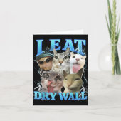 I Eat Dry Wall Funny Cat Meme  Kaart (Voorkant)