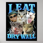 I Eat Dry Wall Funny Cat Meme Poster (Voorkant)