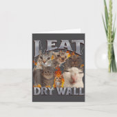 I Eat Drywall Funny Cat Meme Bootleg Graphic Kaart (Voorkant)