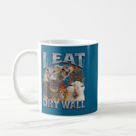 I Eat Drywall Funny Cat Meme Bootleg Graphic  Koffiemok (Links)