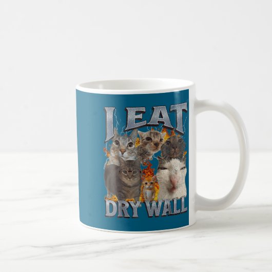 I Eat Drywall Funny Cat Meme Bootleg Graphic  Koffiemok (Rechts)