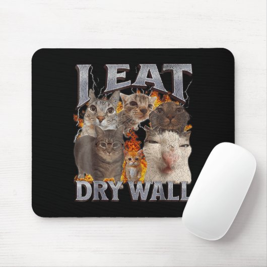 I Eat Drywall Funny Cat Meme Bootleg Graphic  Muismat (Met muis)